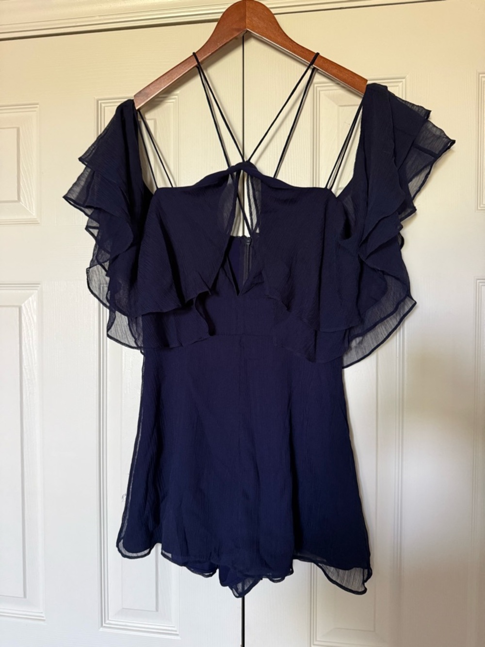 Finders Keepers Navy Ruffle Romper size m